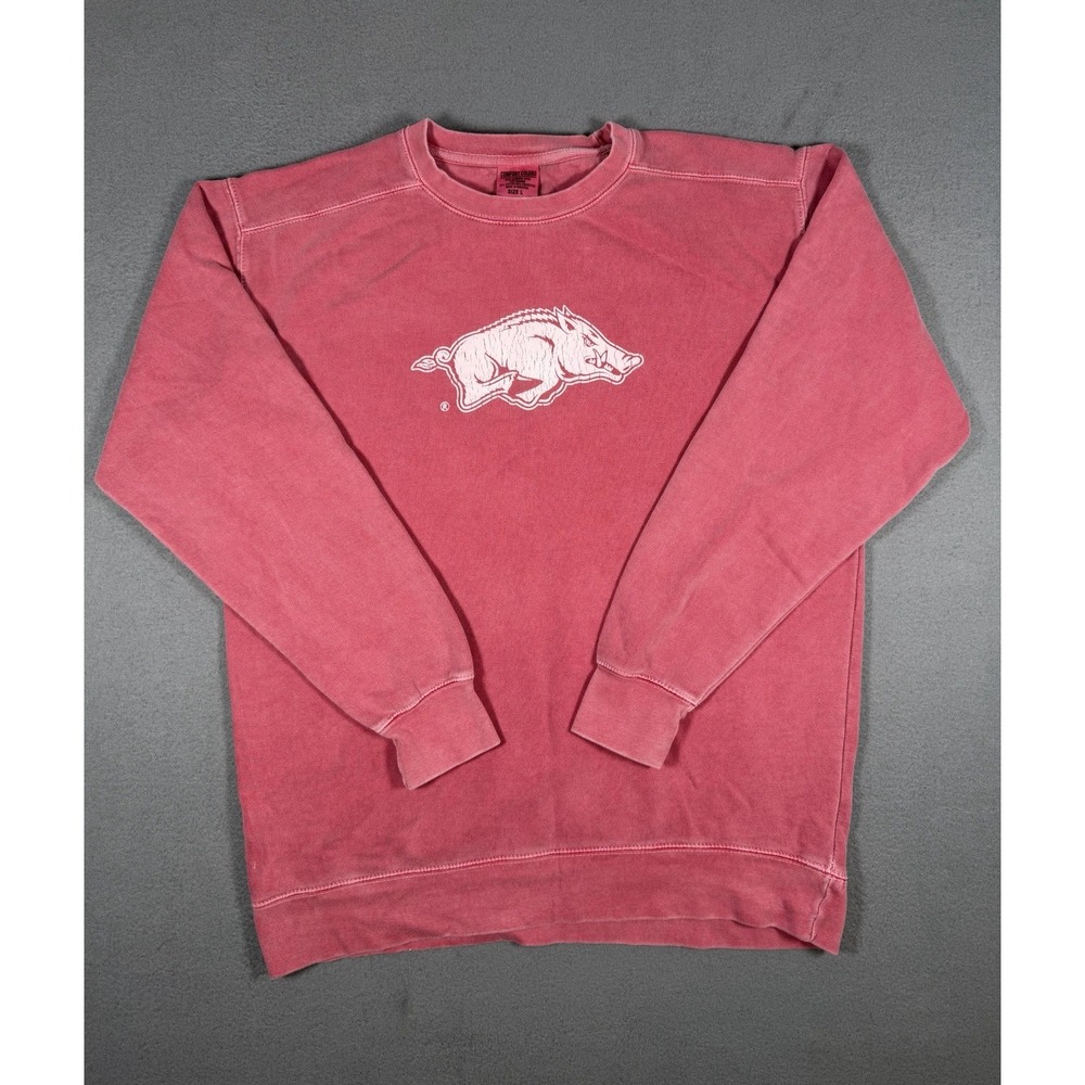 Comfort Colors Arkansas Razorbacks Running Hog Crewneck Sweatshirt Large Pink